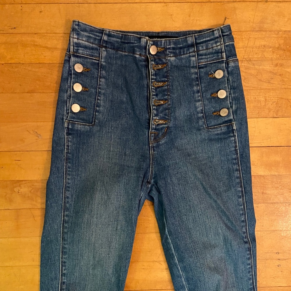 J Brand super high rise button detail jeans
